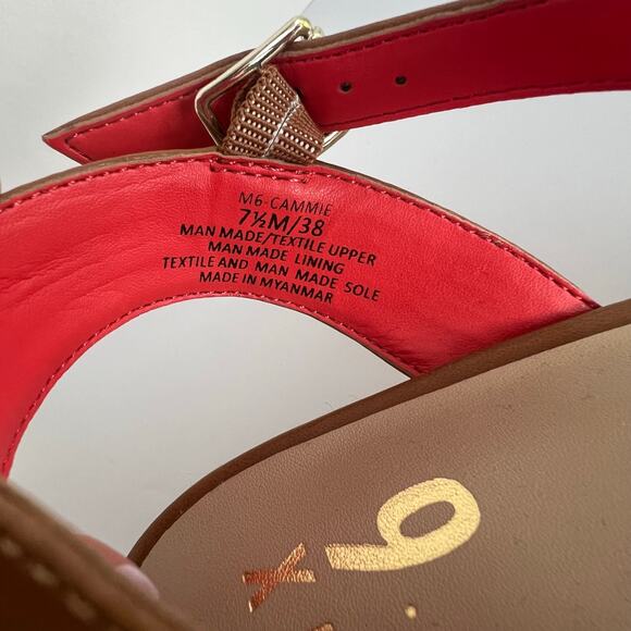 Mix No. 6 Cammie Sandals Size 7.5 M Tan Chevron Multicolor Wedge Platform Heels - Picture 6 of 9